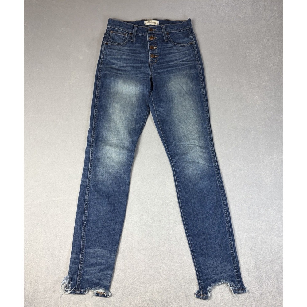 Madewell 10" high rise Women skinny Jeans button fly chewed raw hem size 26 T